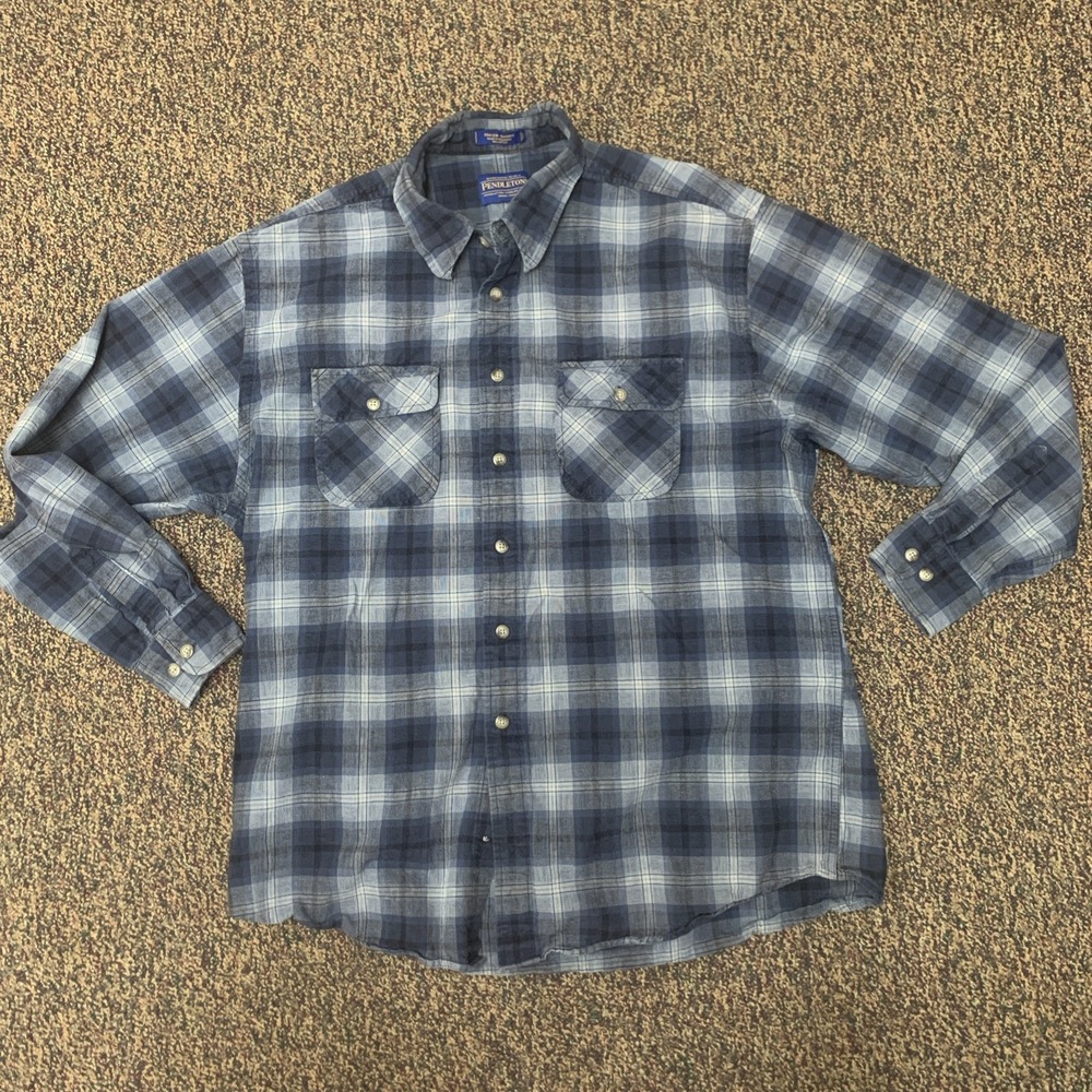 Pendleton Hiker Shirt Mens XL Blue Plaid Button Up Outdoor Gorpcore Cabincore